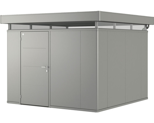 Plechový záhradný domček Biohort CasaNova 3x3 levé dvere 300x300 cm sivý kremeň metalický Kovový záhradný domček s dverami