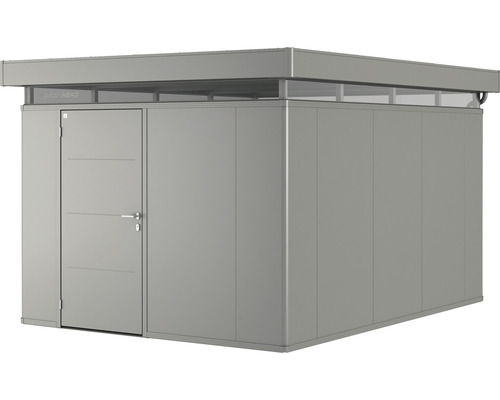 Plechový záhradný domček Biohort CasaNova 3x4 levé dvere 300x400 cm sivý kremeň metalický Kovový záhradný domček s plochou strechou a bočnými dverami