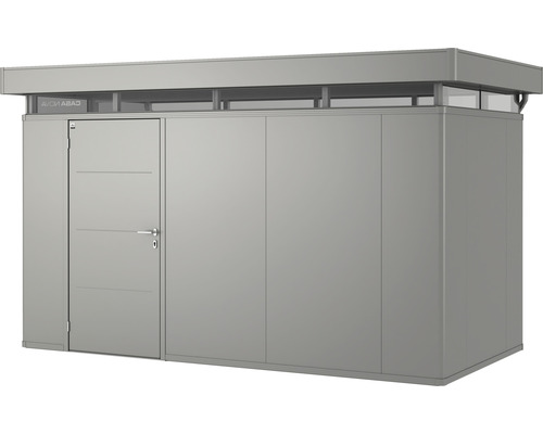 Plechový záhradný domček Biohort CasaNova 4x2 levé dvere 400x200 cm sivý kremeň metalický Kovový záhradný domček s dverami a svetlíkom
