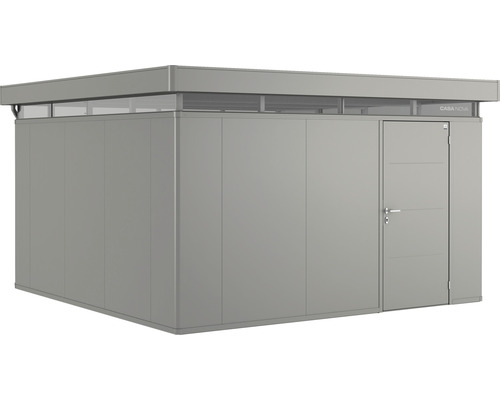 Plechový záhradný domček Biohort CasaNova 4x4 pravé dvere 400x400 cm sivý kremeň metalický Záhradný domček Casa Nova s dverami