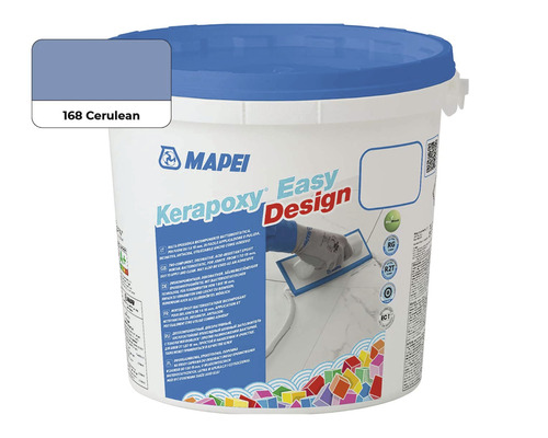 Škárovacia hmota Mapei Kerapoxy Easy Design 168 cerulean 3 kg Vedro epoxidovej malty a lepidla Kerapoxy Easy Design, farba 168 Cerulean