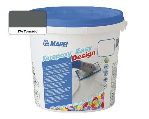 Škárovacia hmota Mapei Kerapoxy Easy Design 174 tornádo 3 kg Vedro s epoxidovou maltou Mapei Kerapoxy Easy Design, odtieň 174 Tornadó