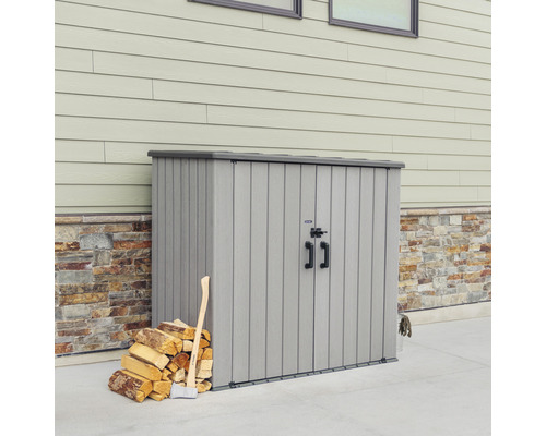 Plastová záhradná skriňa s úložným priestorom na drevo