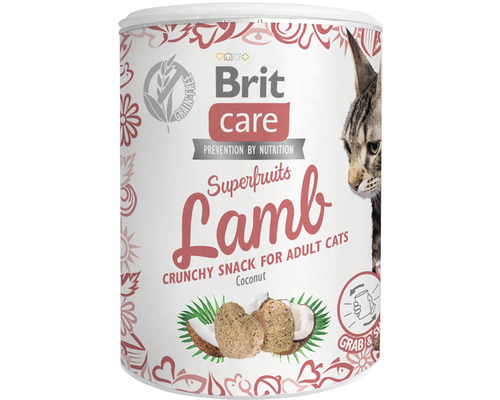 Maškrty pre mačky Brit Care Superfruits Lamb 100 g Brit Care Superfruits Lamb maškrta pre mačky dóza