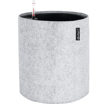 Sivý kvetináč z plsti so zavlažovacím systémom a ukazovateľom hladiny vody