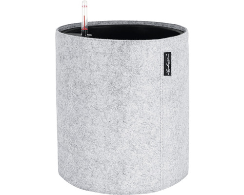 Sivý kvetináč z plsti so zavlažovacím systémom a ukazovateľom hladiny vody