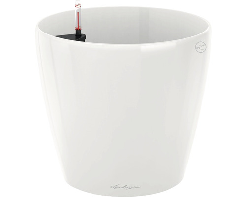 Biely kvetináč s ukazovateľom hladiny vody