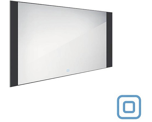 LED zrkadlo do kúpeľne Nimco čierne 120x65 cm so senzorom ZPC 41006V-90 Obdĺžnikové zrkadlo do kúpeľne s dotykovým senzorom