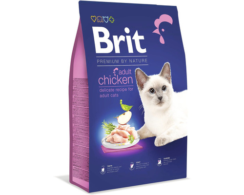Granule pre mačky Brit Premium by Nature Cat Adult Chicken 8 kg Brit Premium by Nature Adult Chicken suché krmivo pre mačky