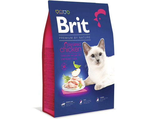 Granule pre mačky Brit Premium by Nature Cat Sterilized Chicken 8 kg Brit Premium by Nature krmivo pre mačky s kuracím mäsom pre sterilizované mačky