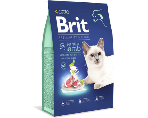 Granule pre mačky Brit Premium by Nature Cat Sensitive Lamb 8 kg Brit Premium by Nature Sensitive Jahňacie krmivo pre mačky