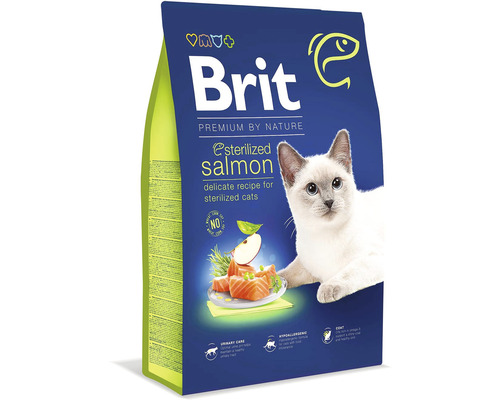 Granule pre mačky Brit Premium by Nature Cat Sterilised Salmon 8 kg