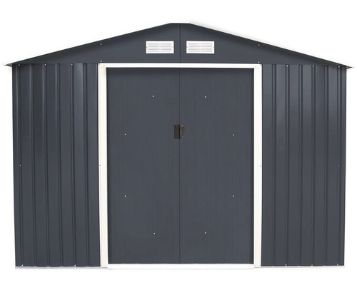 Kovová záhradná chatka s dvojkrídlovými dverami