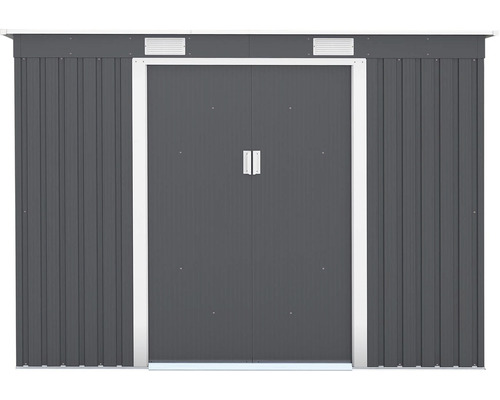 Kovový záhradný domček s dvojkrídlovými dverami