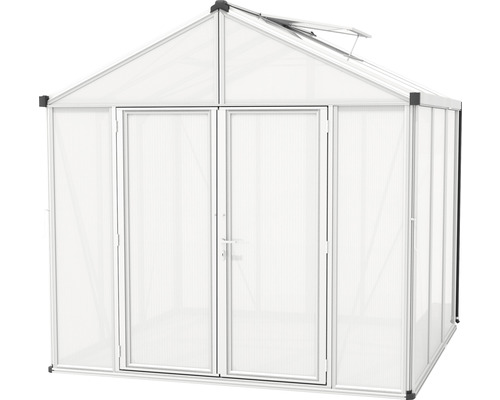 Skleník s dvojkrídlovými dverami a strešným oknom