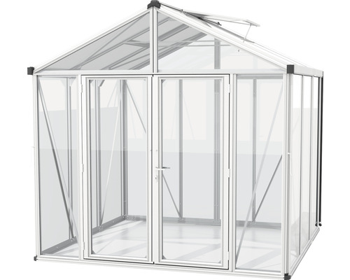 Skleník s dvojkrídlovými posuvnými dverami a strešným oknom