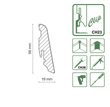 Profilová lišta, prierez s rozmermi a montážnymi pokynmi