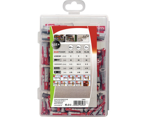 Sada hmoždiniek Fischer DuoPower, 132 kusov, rôzne veľkosti