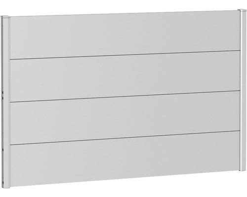 Kovový plot Biohort 150 x 90 cm hliník strieborný metalický Záhradný plotový diel s vodorovnými panelmi