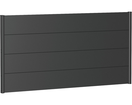 Kovový plot Biohort 180 x 90 cm hliník tmavosivý metalický Kovový záhradný plot s vodorovnými panelmi