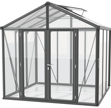 Skleník Vitavia Zeus Comfort 6200 kombinácia skla a polykarbonátu 258x242 cm čierny vr. podlahového rámu