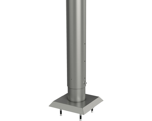 Stĺpik na plot Biohort 135 cm Ø 8,5 cm na naskrutkovanie sivý kremeň metalický Nerezový komín so štvorcovou základnou doskou