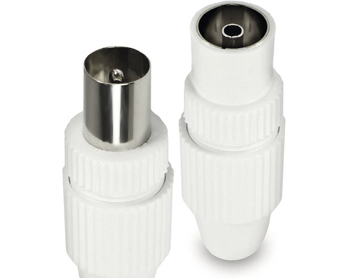 Dva biele koaxiálne konektory