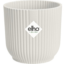 Biely kvetináč s rebrovanou štruktúrou a logom Elho
