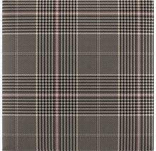 Vzorovaná tkanina s kohútím krokom a kockami.