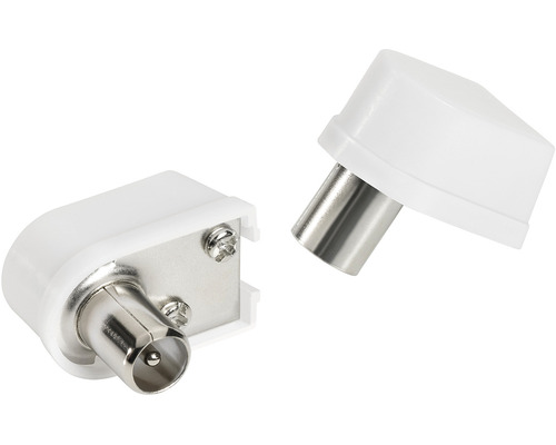 Dva uhlové konektory antény so skrutkovým pripojením