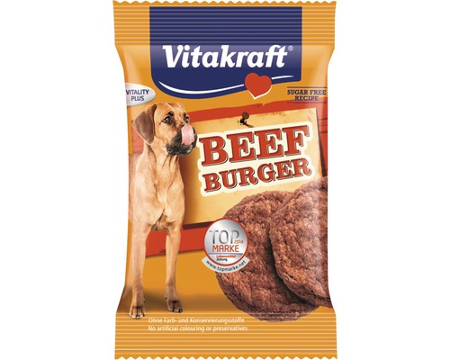 Maškrta pre psov Vitakraft Beef Burger s hydinou 2 ks