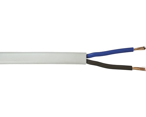 Silový kábel H03 VVH2-F 2x0,75 mm² dĺžka 10 m biela Plochý elektrický kábel s dvoma vodičmi