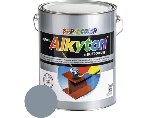 Samozákladová farba na hrdzu i drevo lesklá Alkyton 5 l šedá svetlá RAL7001-0