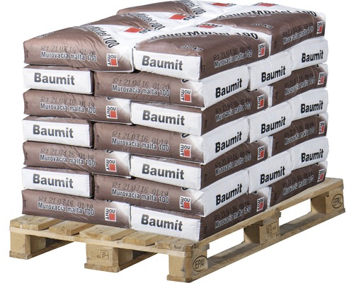 Paleta vriec murovacej malty značky Baumit