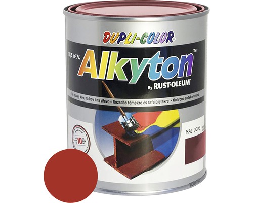 Samozákladová farba na hrdzu i drevo lesklá Alkyton 0,75 l červená ohnivá RAL3000-0