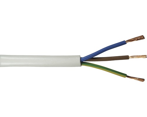 Silový kábel H03 VV-F 3G0,75 mm² biely, metrážový sortiment
