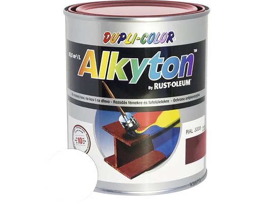 Samozákladová farba na hrdzu i drevo lesklá Alkyton 0,25 l biela RAL9010-0