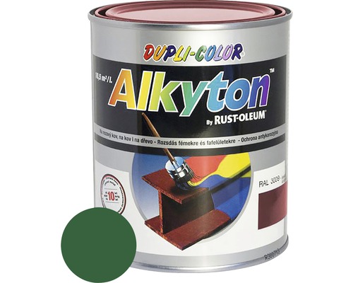 Samozákladová farba na hrdzu i drevo lesklá Alkyton 0,25 l smaragdovo zelená RAL6001