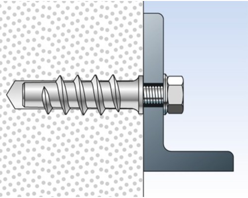 Ilustrácia skrutky upevnenej v stene
