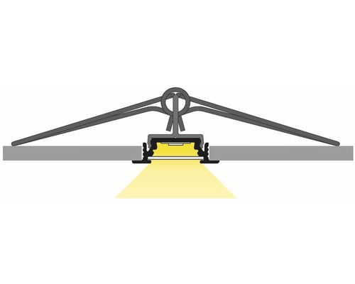 LED profil pre montáž na strop so svetelným kužeľom