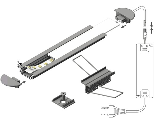 LED svietidlo s príslušenstvom na inštaláciu