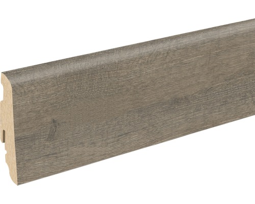 Soklová lišta Skandor dub svetlo sivý FU60L 19x58x2400 mm Drevená podlahová lišta s drevenou štruktúrou