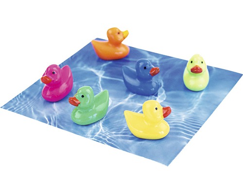 Viacfarebné hračky do kúpeľa kačice na vodnom obrázku