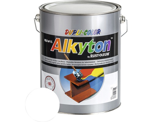 Samozákladová farba na hrdzu i drevo lesklá Alkyton 5 l signálna biela RAL9003-0