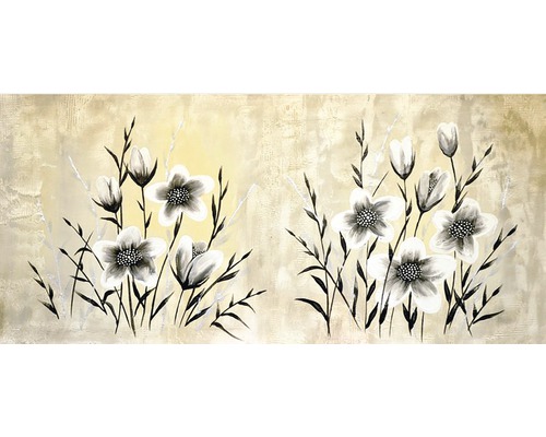 Obraz na plátne ručne maľovaný Kvety V. 55x120cm