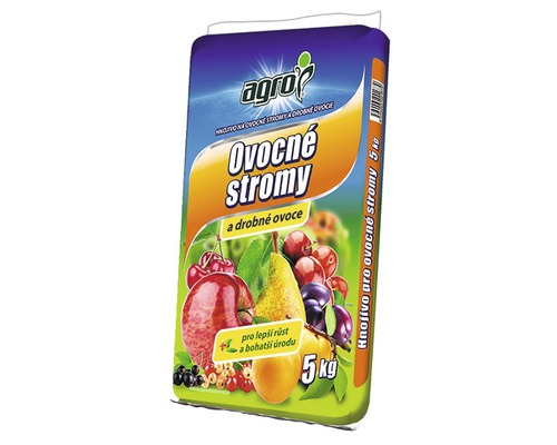 Hnojivo na ovocné stromy a drobné ovocie Agro 5 kg Agro hnojivo pre ovocné stromy a drobné ovocie, 5 kilogramov