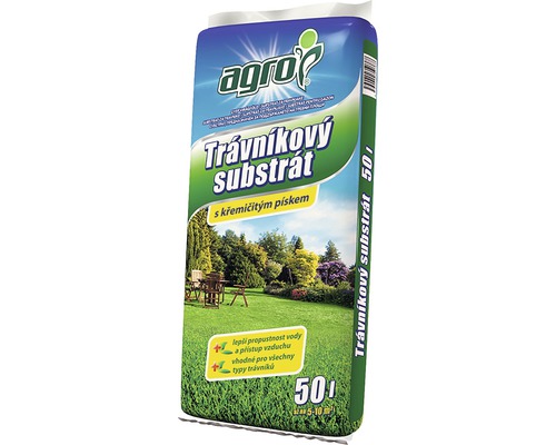 Trávnikový substrát Agro 50 l Agro trávnikový substrát s kremičitým pieskom v 50 litrovom balení