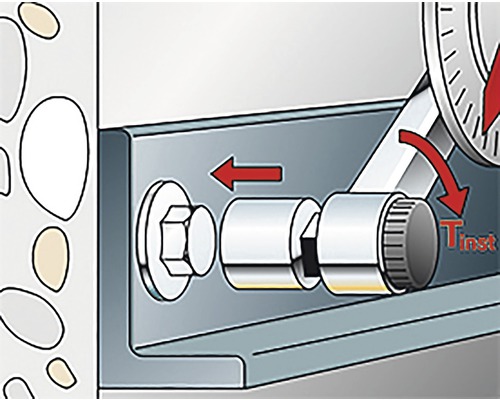 Ilustrácia montáže pomocou skrutky a nastavovacieho gombíka