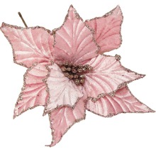 Dekoratívna ružová umelá kvetina s trblietavými akcentmi