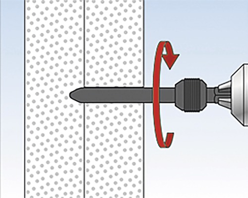 Ilustrácia vŕtačky vŕtajúcej do steny